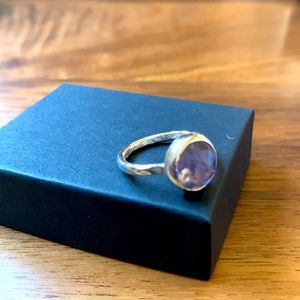 Purple Lavender Iolite Gemstone Sterling Silver Ring in Size 5